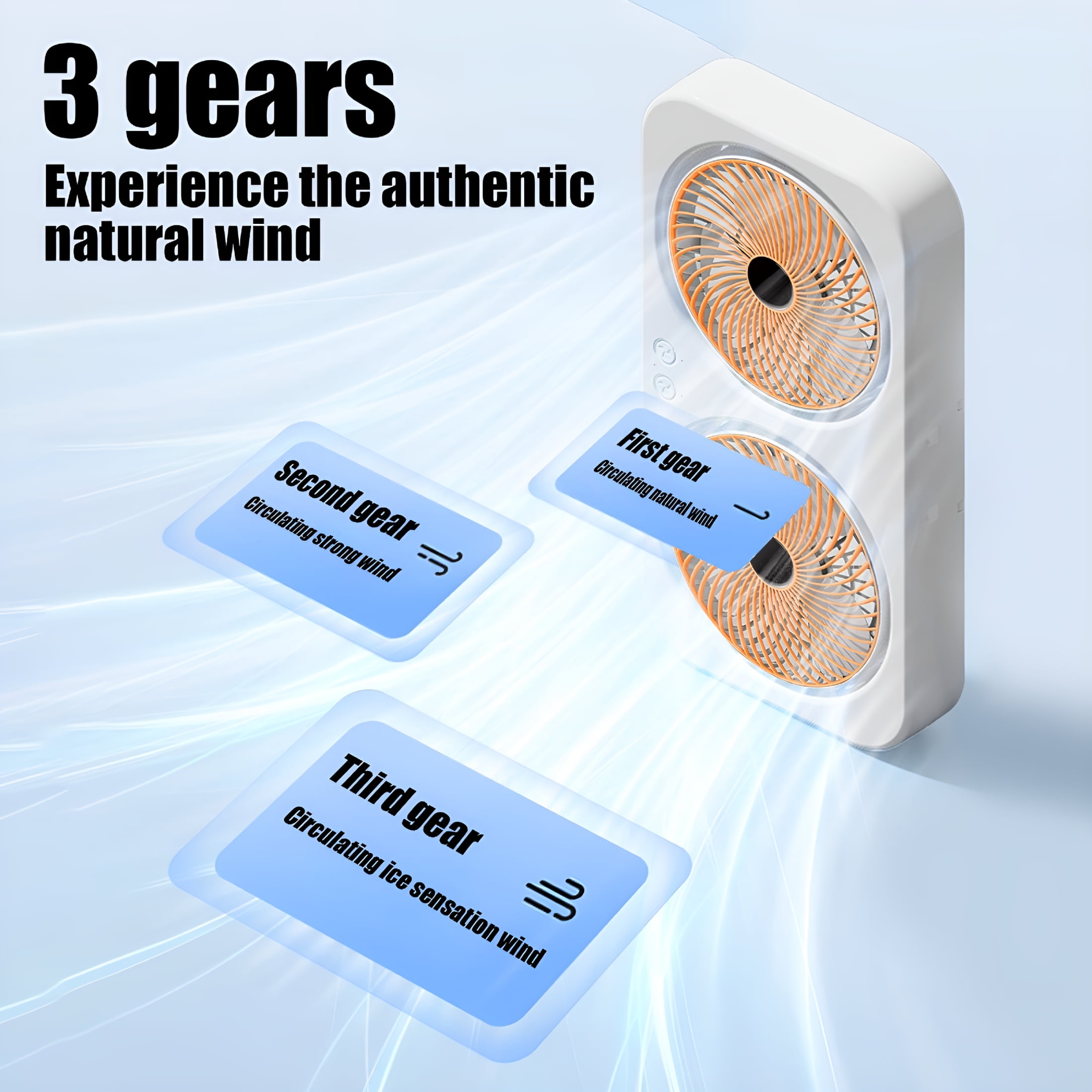 VANIDO Twin Window Fan with Hook 3 Levels Adjustable Window Fans Two-way Wall Mountables Desktop Portable Fan for Home,Kitchen,Bedroom,Office
