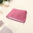 thumbnail image 3 of Unique Bargains 1 Pc Knitted Stripes Makeup Bag Rose Red Pink Polyester, 3 of 5