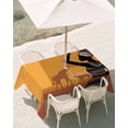 thumbnail image 3 of 60x120 Inch Outdoor Tablecloth with Umbrella Hole Zipper Rectangle Yellow Black Rectangular Tablecloths Outside Waterproof Vintage Ethnic Tribe Abstract Art Patio Table Cloth Cover for Picnic Party, 3 of 8
