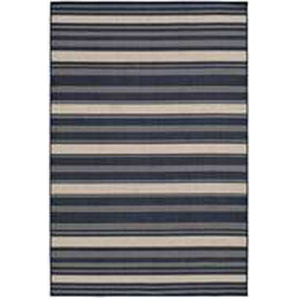 Mainstays Jenner Stripe Outdoor Area Rug Navy 5 X 7 Walmart Com Walmart Com