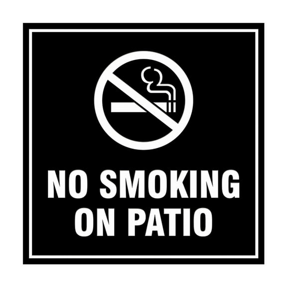 Square No Smoking on Patio Sign with Adhesive Tape (Black) - Small