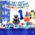 thumbnail image 7 of Space 1st Birthday Decorations, Include First Trip Around The Sun Banner, Space Monthly Photo Banner, ONE Honeycomb Centerpiece, Cake Toppers, Balloons for Boys Kids First Birthday Party Decor, 7 of 7