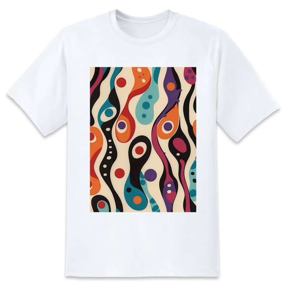 Basic Oversize Tees For WomenAbstract Loose Boyfriend Shirts Casual Blouse round neck