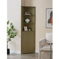 thumbnail image 2 of Kings Brand Furniture Cecilion Tall Corner Cabinet with 2 Doors and 4 Shelves for Small Space, Bathroom, Kitchen, Living Room (Lemon Pepper), 2 of 6