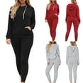 thumbnail image 6 of Turilly Women 2 Piece Tracksuit Set Women Solid Color Hooded Tracksuits Casual Pants Sweatsuit Winter Long Sleeve Activewear Outfits Blue L, 6 of 6