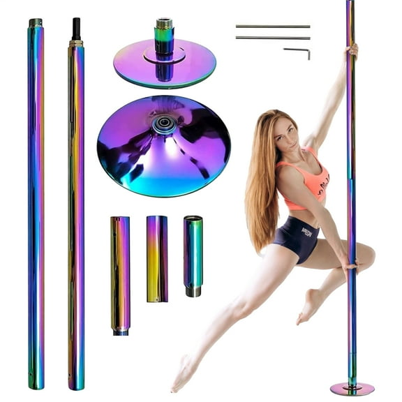 WAASOSCON Premium Removable 45mm Spinning & Static Dancing Pole, Heavy-Duty Steel, Adjustable Height, for Home Exercise Club Gym
