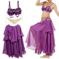 thumbnail image 2 of Traje de danza del vientre morado brillante con lentejuelas bordadas para mujer, 2 of 8