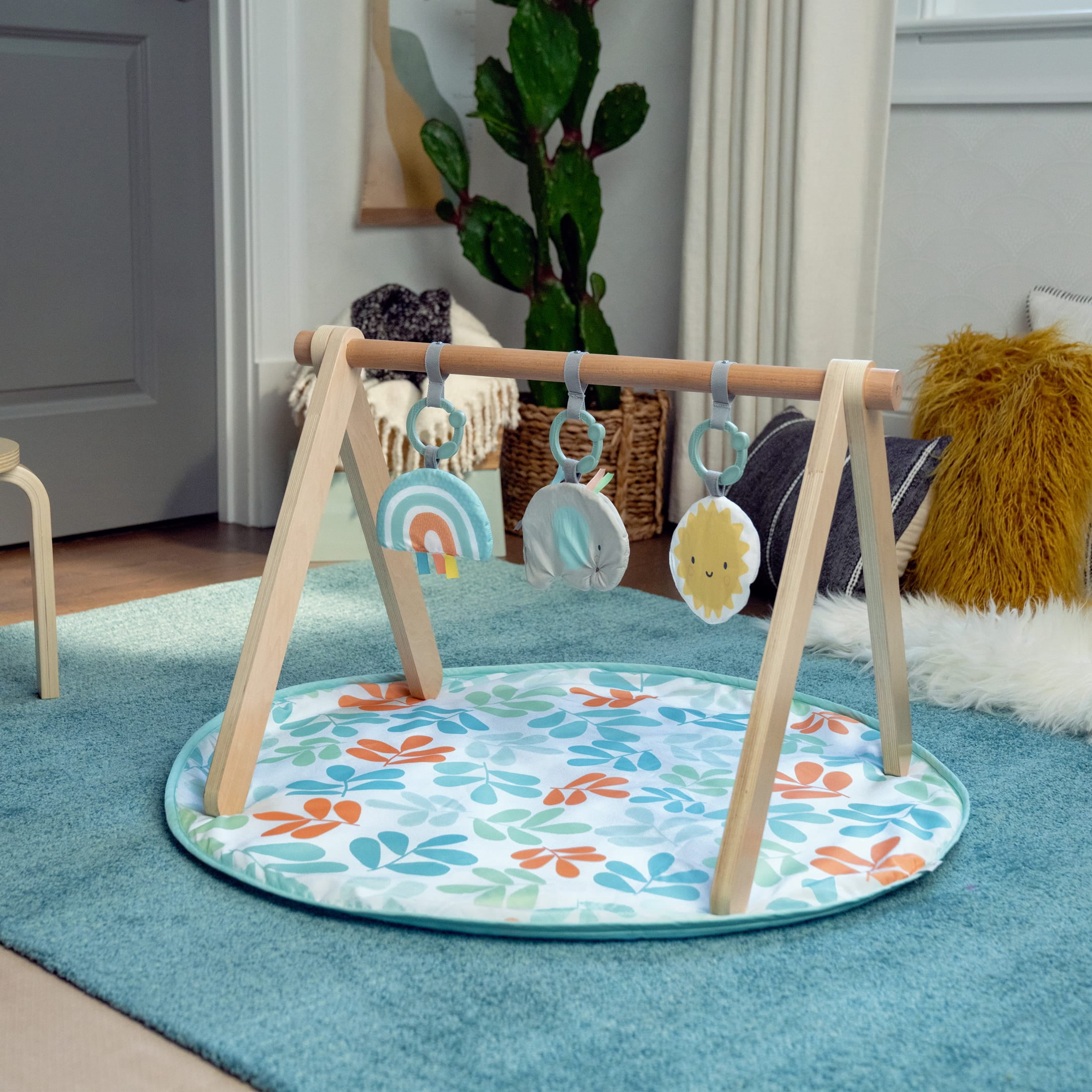ity by Ingenuity Sun Valley Wooden Toy Arch & Play Mat, For Ages 0-36 Months