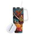 thumbnail image 3 of 40 oz Insulated Stainless Steel Tumbler Double Wall Stainless Steel Tumbler with 2-Way Drinking Birdhouse and Colorful Birds, 3 of 9
