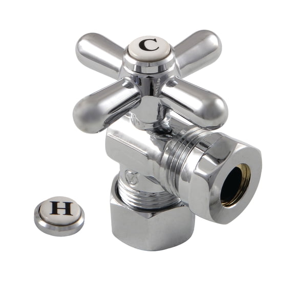 Kingston Brass CC54301X 5/8-Inch O.D. Comp x 1/2-Inch or 7/16-Inch Slip Joint Quarter-Turn Angle Shut-Off Valve in Polished Chrome