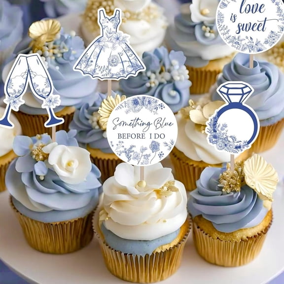 20PCS Something Blue Before I Do cupcake toppers,Something Blue Before I Do Bridal Shower Decorations Cake Topper for Bridal Shower elorette Wedding Engagement Party