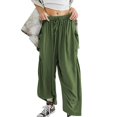 thumbnail image 4 of Women Loose Sports Wide Leg Trousers Waist Pocket Stylish Harlan Home Pants, 4 of 8
