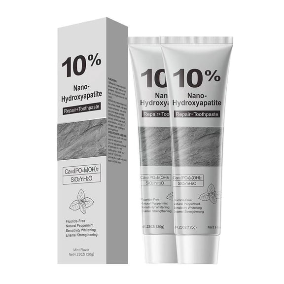 10% Nano-Hydroxyapatite Toothpaste, New Upgraded Formula, Strengthens Enamel,Fluoride-Free Toothpaste, Gentle on Sensitive Teeth, 120g