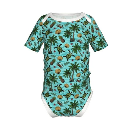 

Yiaed Pineapple Sea Turtle Print Infant Climbing Short Sleeve Onesie One-Piece Baby Bodysuit Clothes 0-12 Months -18 Months
