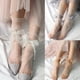 thumbnail image 3 of Medias de tul de malla de perlas con lazo de cinta de calcetines tobilleros transparentes ultrafinos para mujer, 3 of 5