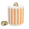 thumbnail image 1 of Orange and White Piggy Bank, Retro Gingham Style Checkered Squares Pattern in Warm Colors Plaid, Ceramic Coin Bank Money Box for Cash Saving, 3.6" X 3.2", Orange and White, by Ambesonne, 1 of 4
