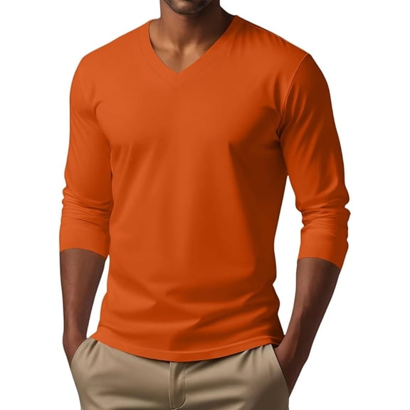 Big and Tall Shirts for Men Long Sleeve Athletic Top V-Neck Lightweight Breathable T-Shirt for Gym Workout