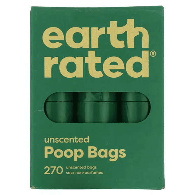 Caja Earth Rated de 270 bolsas para excremento de los perros, 18 rollos sin aroma Earth Rated CAJA EARTH RATED DE 270 BOLSAS SIN OLOR CON 18 ROLLOS