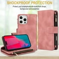 thumbnail image 6 of Allytechgroup Premium Wallet Phone Case for iPhone 16, Zipper Pocket Kickstand Crossbody Shoulder Strap Hand Wrist RFID Blocking Shockproof Protective Case for Women Men, Rosegold, 6 of 8