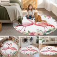 thumbnail image 6 of Summer Pink Round Area&nbsp;Rug 6ft Flamingos Watercolor Animal Flowers Non-Slip&nbsp;Washable Circle Rugs Soft Felt Indoor Floor Mat for Bedroom Kitchen Living Room Bathroom, 6 of 9