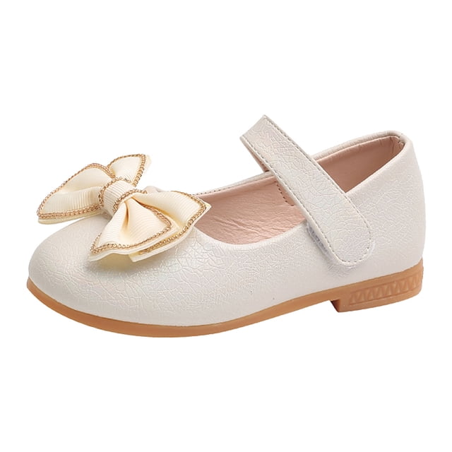LNMQLPDBS Chaussures pour Filles en Cuir Bout Rond Bande Réglable Mocassins pour Bébé avec Grand Nœud pour Printemps Été Chaussures de Princesse Plates pour Fillettes Chaussures de Robe pour Mariage Communion