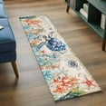 thumbnail image 5 of Coastal Sea Turtle Runner Rug 2x6 FT,Non Slip Hallway Carpet,Rustic Vintage Nautical Starfish Coral Washable Soft Floor Carpet Throw Runner Carpet Long Rug for Entryway Kitchen Bedside Sliding Door, 5 of 9