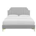 thumbnail image 6 of Modway Sienna Performance Velvet Twin Platform Bed in Light Gray, 6 of 10