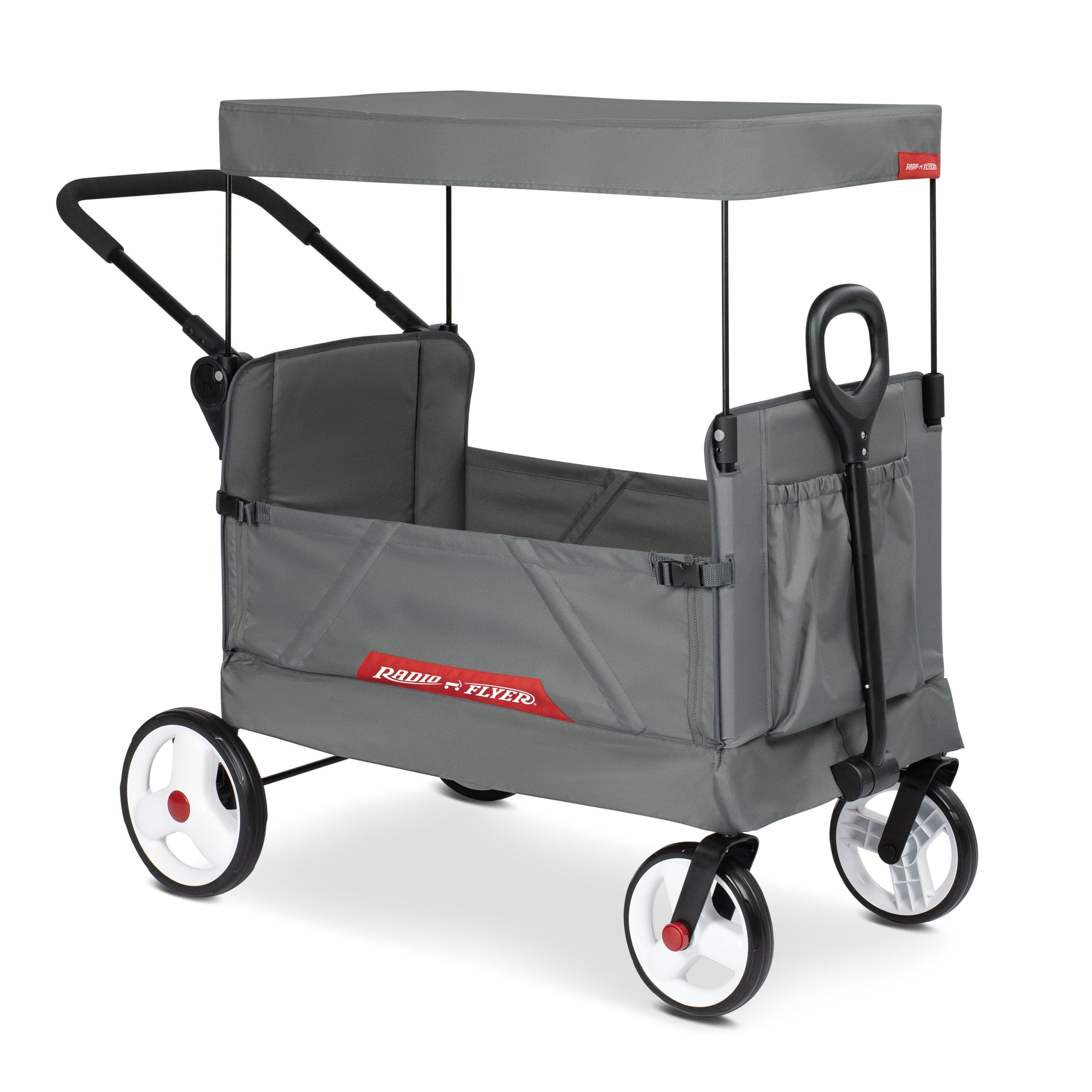 Radio Flyer Compass Kid & Cargo Stroll ‘N Wagon®, Gray Push and Pull Folding Fabric Wagon, for Kids 1 Year and up