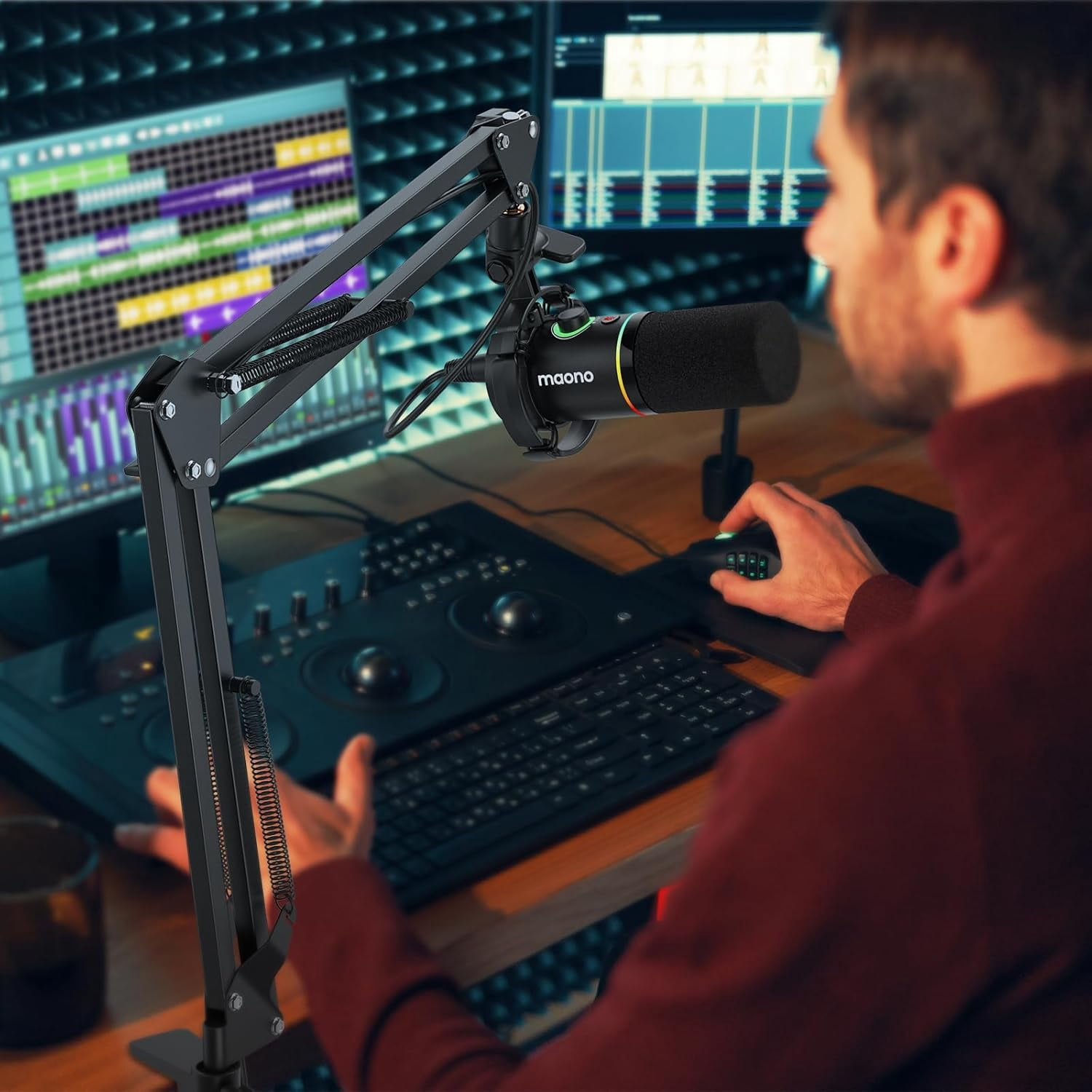 Arm Microphone Stand with  50MM Drivers Studio Headphones (BA20+AU-MH601) - Stable & Reliable Performance for Podcasters Streamers and Gamers