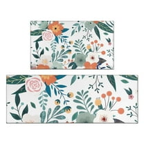 Pioneer Flower Floral Print Pattern Kitchen Rugs Sets Of 2,Anti Fatigue Kitchen Mat Rugs Non Slip Washable,Decorative Kitchen Floor Mats for Kitchen,Sink,Laundry,17"x30" 17"x47"
