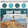 thumbnail image 5 of Lighthouse Sunrise Coast Scenery Pale Blue Tan Duvet Cover Set Pattern Soft Bedding Set Comforter Cover Set(1 Duvet Cover + 2 Pillowcases), 5 of 6