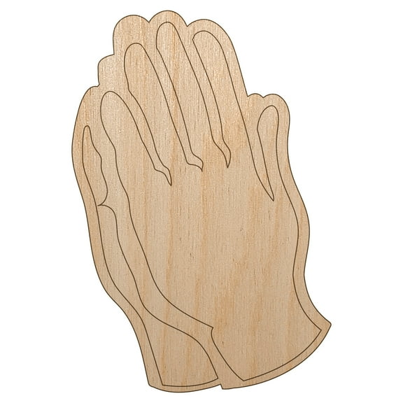 Praying Hands Wood Shape Unfinished Piece Cutout Craft DIY Projects - 4.70 Inch Size - 1/8 Inch Thick