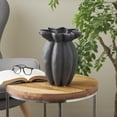thumbnail image 2 of DecMode 12" Speckle Textured Black Ceramic Vase with Tulip Style Opening, 2 of 9