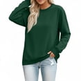 thumbnail image 7 of Womens Loose Fit Crewneck Sweatshirts Long Sleeve Solid No Hood Pullover Fall Everyday Tops Dark Green 3XL, 7 of 7