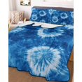 thumbnail image 3 of Quilts Twin Size, Blue Tie Dye Soft Comforter Bedding Set for Bed, Boho Ethnic Abstract Ombre Pattern Art Lightweight Quilted Bedspread with Pillow Cover(2 Pieces) for All Season, 68x86 Inch, 3 of 6