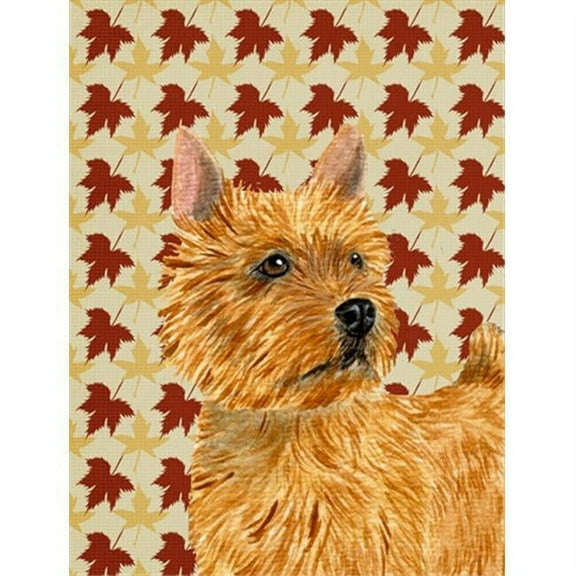 40 x 40 in. Norwich Terrier Fall Leaves Portrait Flag Canvas House Size