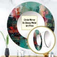 thumbnail image 3 of Designart "Textures of the Mind in Red and Green II" Abstract Red Large Round Mirror - Round Mirror Wall Décor - Contemporary Round Printed Mirror 29" x 29" Inch, 3 of 5