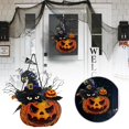 thumbnail image 2 of Adorno Colgante De Halloween Otoñal: Corona De Calabazas Con Gato, Hoja De Arce Negra Y Bayas Para Salón Y Dormitorio, 2 of 7