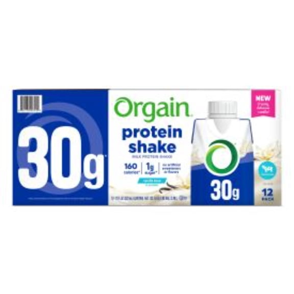 Orgain 30g Protein Shake, Dairy Based, Vanilla Bean 11oz, 12ct
