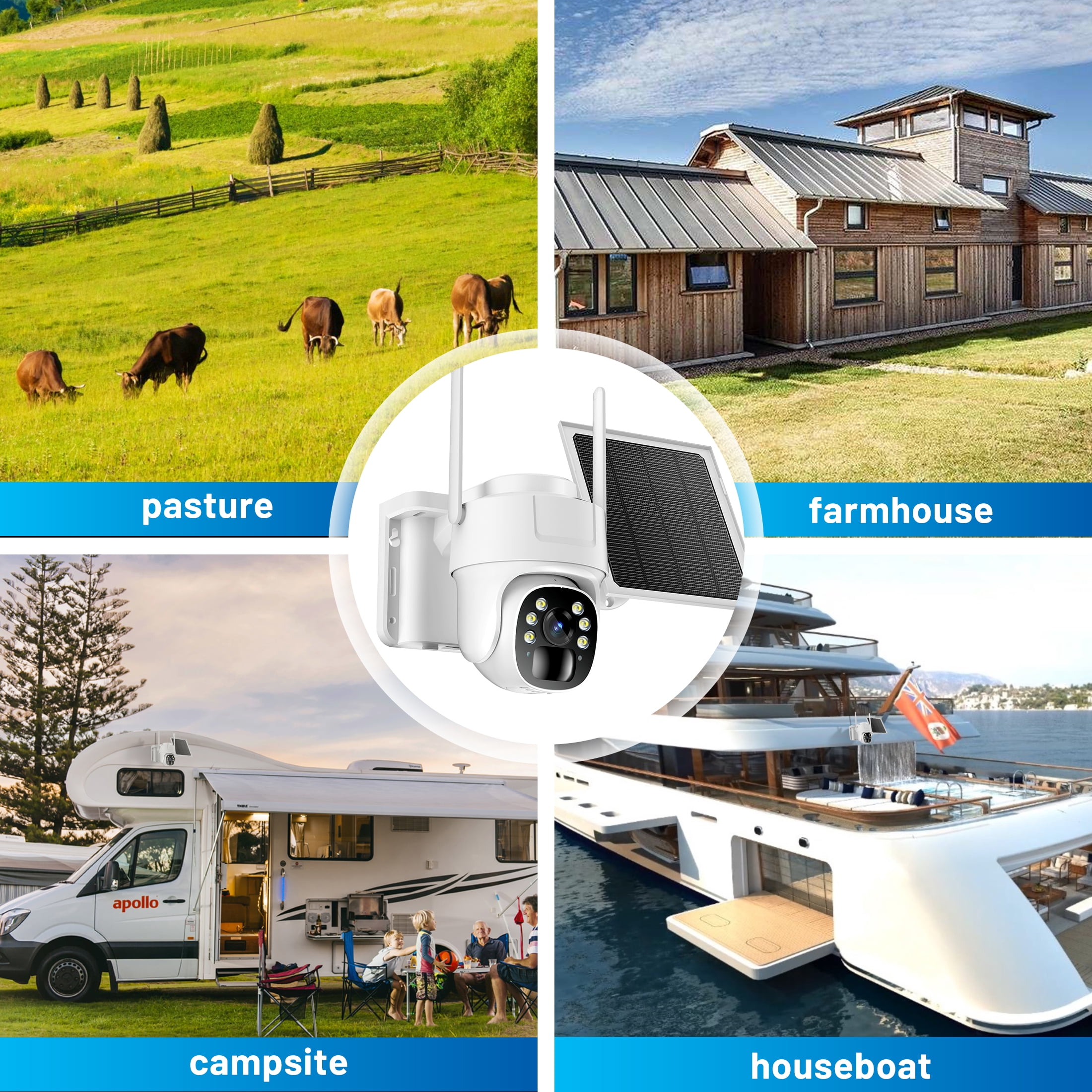 Security Cameras Wireless Outdoor Solar Powered, 4G LTE Cellular Security Camera With SIM (No WiFi)