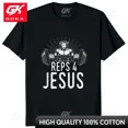 thumbnail image 1 of Camiseta informal de manga corta de algodón para hombre camiseta divertida de Reps 4 Jesús para gimnasio levantamiento de pesas camisetas clásicas de cómics religiosos, 1 of 6