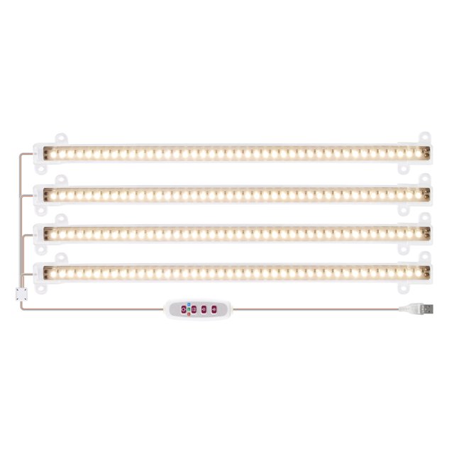 Matsuzay Tiras de luz LED para cultivo USB, Control de cable ABS, Phytolamp, espectro completo ajustable, vida IP20, resistente al agua para invernadero Jardín y Patio Cuatro cabezas de luz solar Matsuzay HA011849-08B
