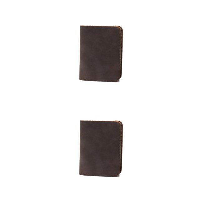 Sonducket Cartera para hombre, monedero, monedero de bolsillo, tarjetero de piel de vaca, estuche corto hecho a mano para licencia de negocios, Café oscuro diseño verticales 2Conjunto