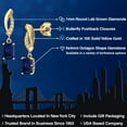 thumbnail image 2 of Gem Stone King 10K Yellow Gold Blue Sapphire and Lab Grown Diamond Stud Dangle Earrings for Women | 1.28 Cttw | Gemstone September Birthstone | Octagon 6X4MM, 2 of 6
