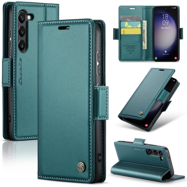 CaseMe Funda de Cuero para Samsung Galaxy S23 5G con Bloqueo RFID, para Samsung Galaxy S23 5G Funda para Mujer y Hombre, Tarjetero con Cierre Magnético, Funda Tipo Folio para Samsung Galaxy S23 5G
