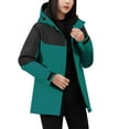 thumbnail image 3 of Sentmoon Winter Jackets for Women Plus Size Hooded Neck Long Sleeve Winter Coat Women Zipper Color Block Windproof Waterproof Fall Clothes for Women with Pockets Fall and Winter, 3 of 9