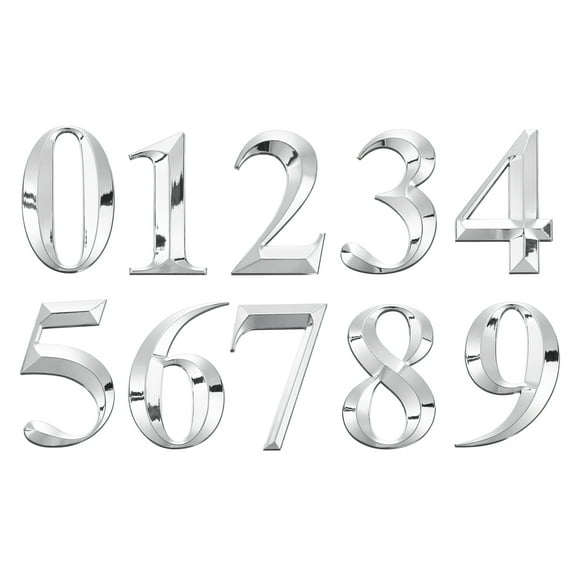 Uxcell 20 Pack House Numbers for Outside, 5 Inch 0-9 Self Adhesive Mailbox 3D Door Number Stickers for Apartment Office Hotel Room Signs, Silver