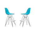 thumbnail image 1 of Heavenly Collection Chrome & Bleu Tabouret de Bar, 1 of 3
