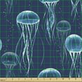 thumbnail image 2 of Ambesonne Marine Fabric by the Yard Upholstery, Pattern Nautical Jellyfish, 10 Yards, Sea Blue Indigo, 2 of 5