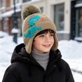 thumbnail image 2 of Hessimy Kids Dinosaur Embroidered Knit Pom Beanie with Earflaps,Winter Warm Hat for Kids, 2 of 6